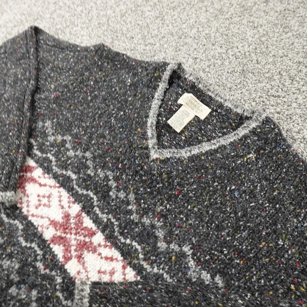 VTG‎ St Johns Bay Sweater Mens L Gray Donegal Speckled Fair Isle V Neck Pullover